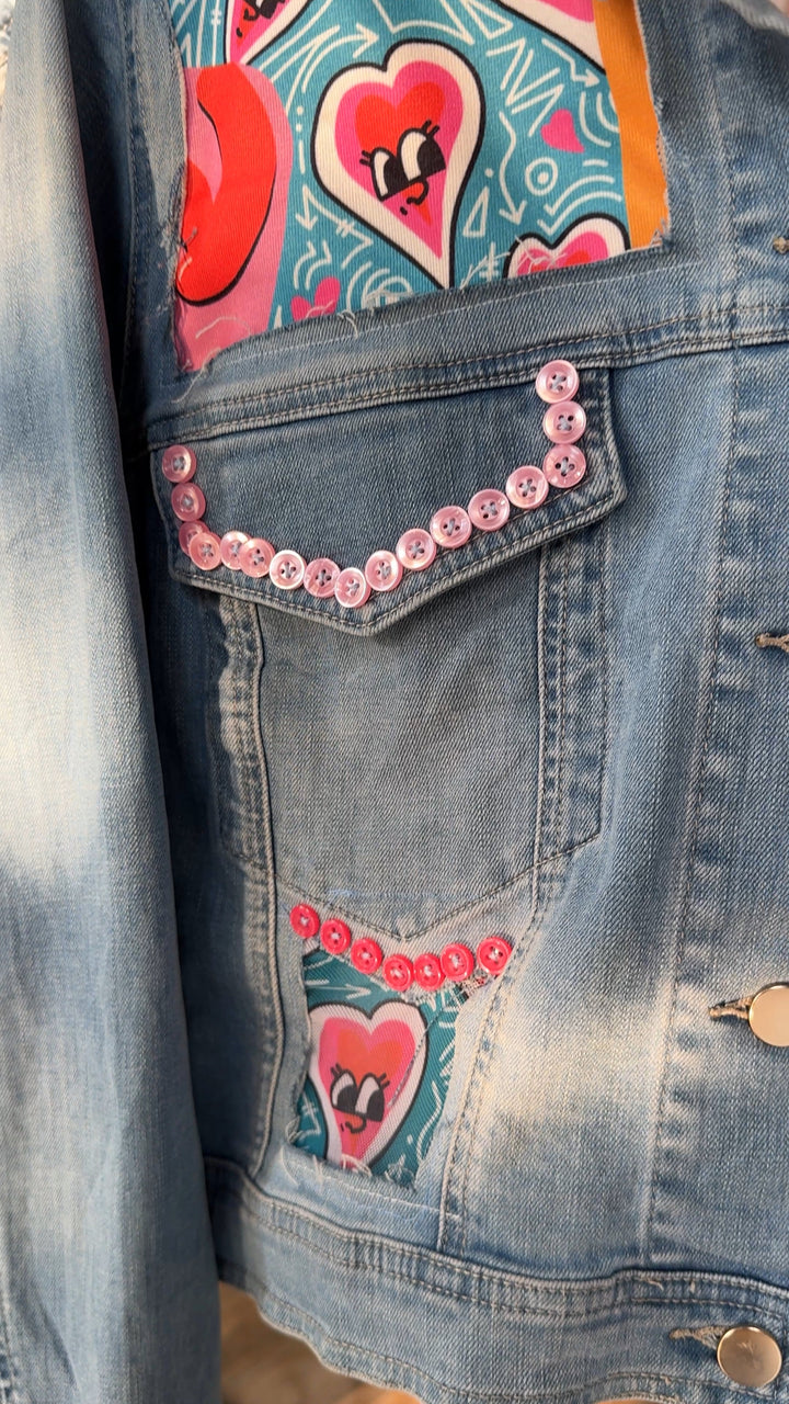 Pop colors x buttons Recycle denim jacket
