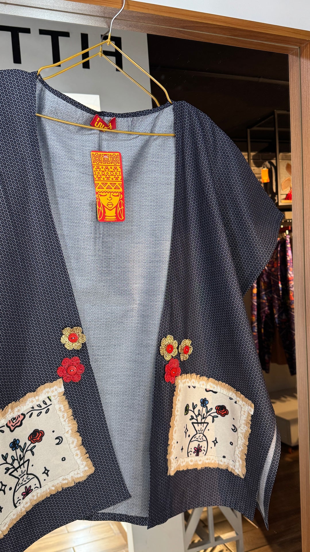 blue “4” cap Kimono