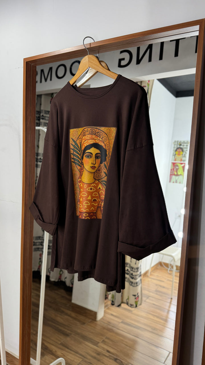Fayoum woman portrait  brown cotton shirt