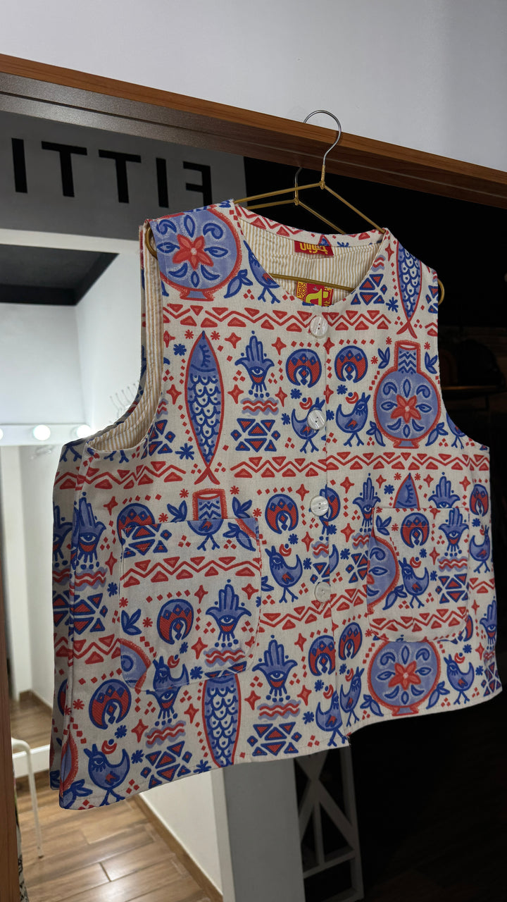 Nile charms linen vest