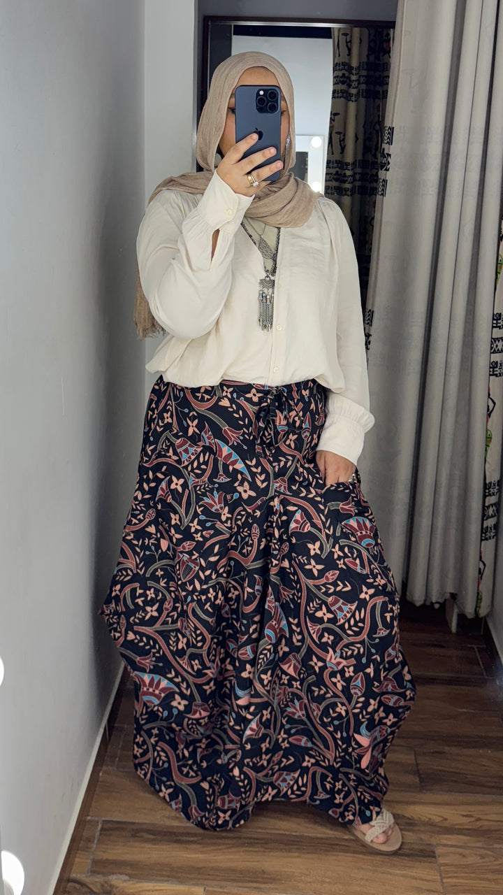 Black lutas boho skirt