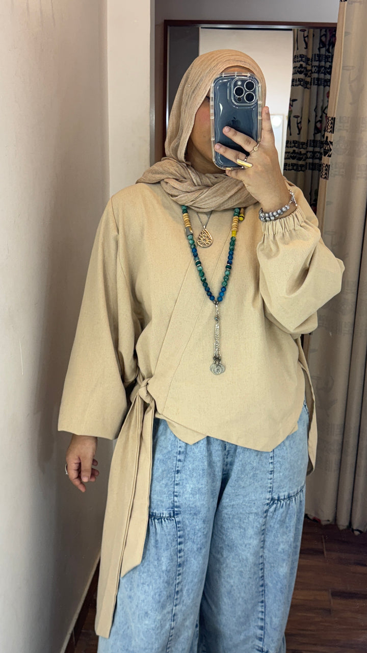 Wrap linen blouse