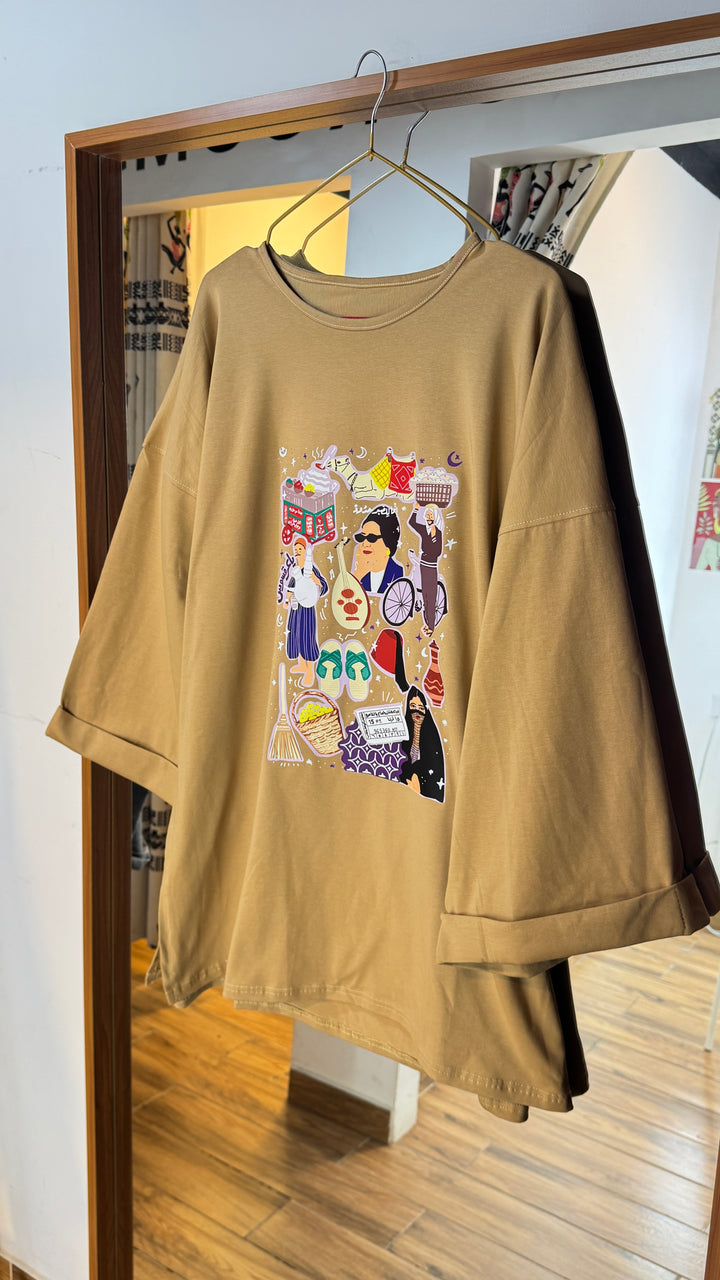 Egyptian theme mocha shirt