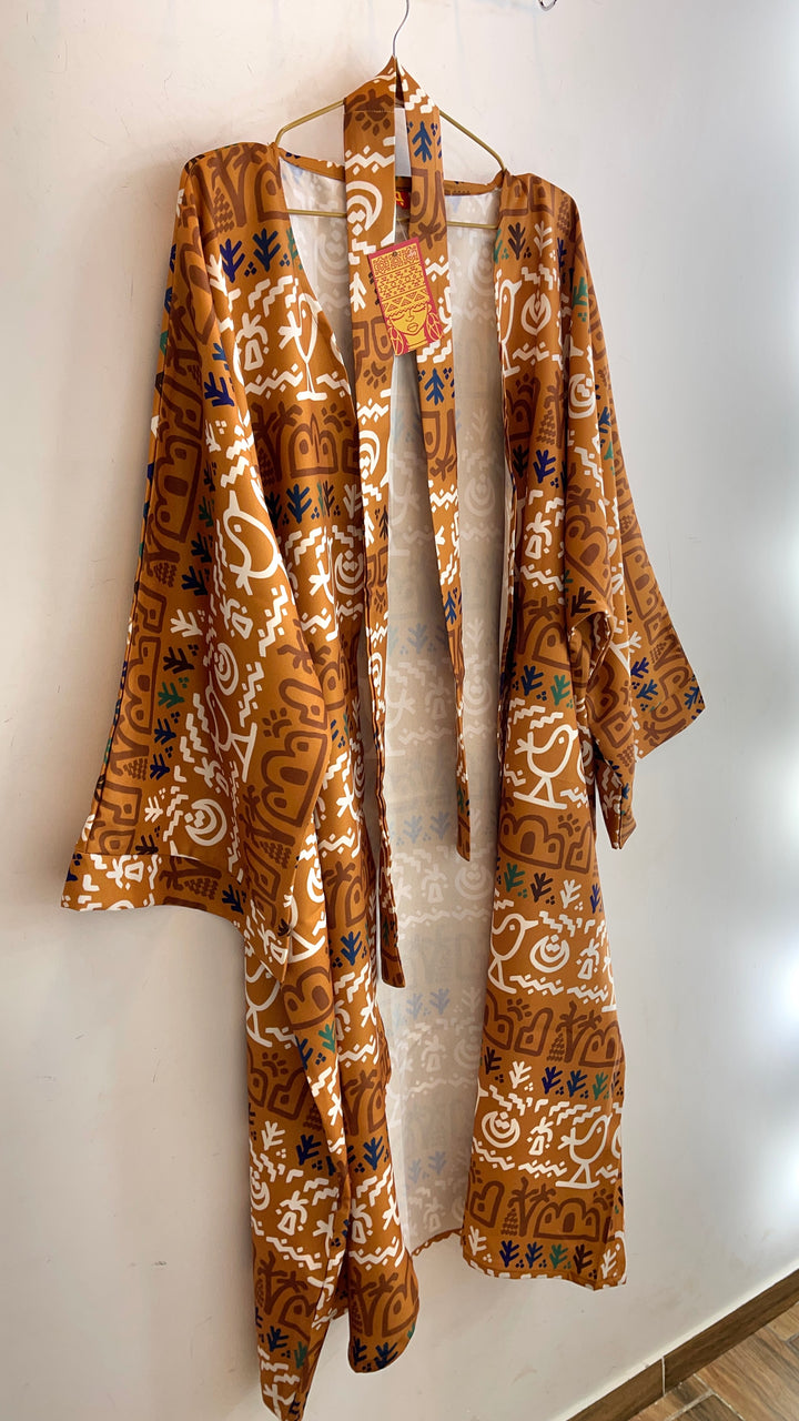 Folk motives kenar long cardigan