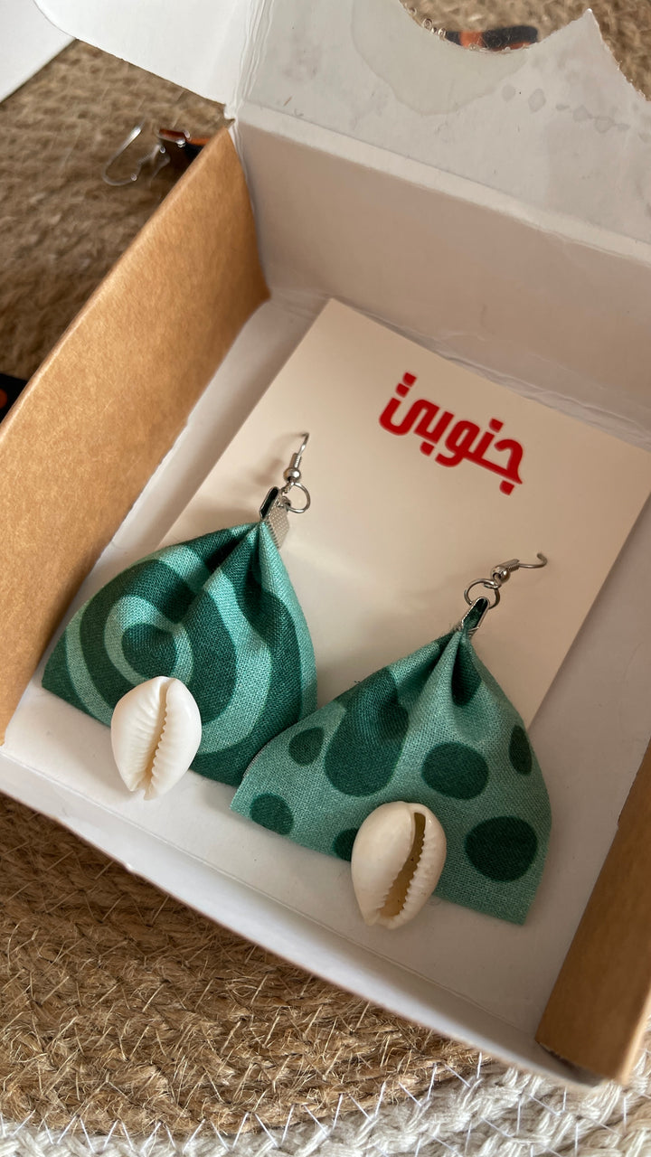 Afro green Fabric earrings