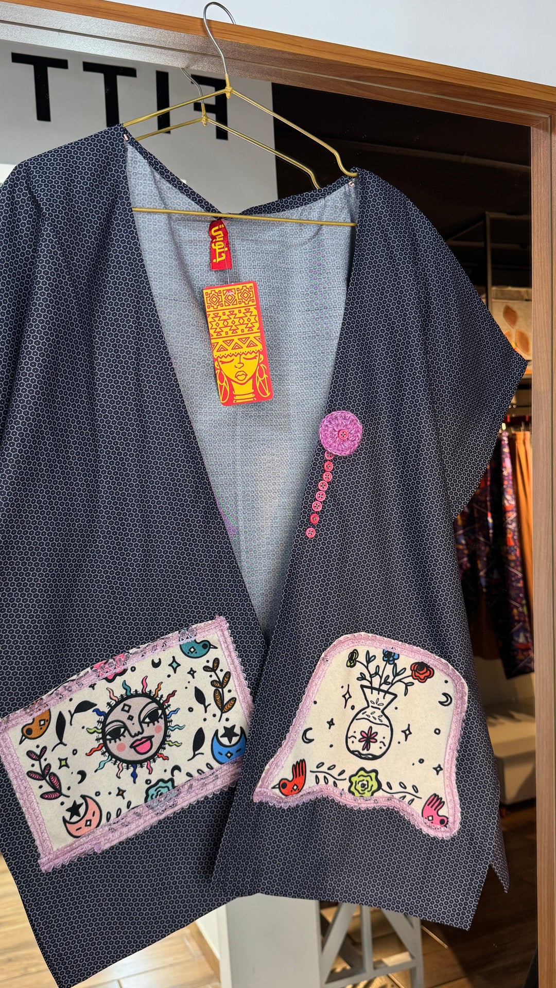 blue “6” cap Kimono