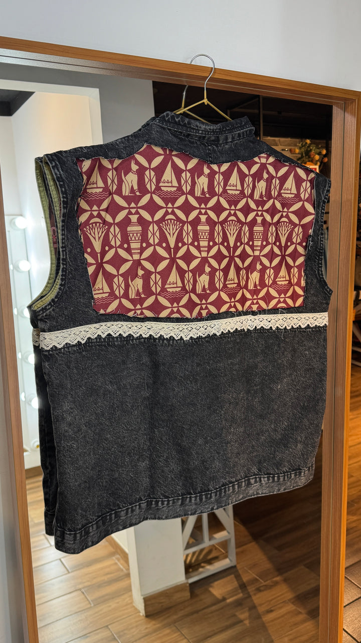 Brown faro Recycle denim vest