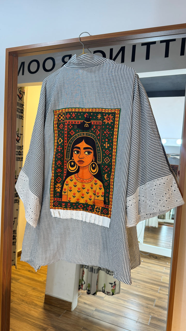 Halima strip Linen kimono
