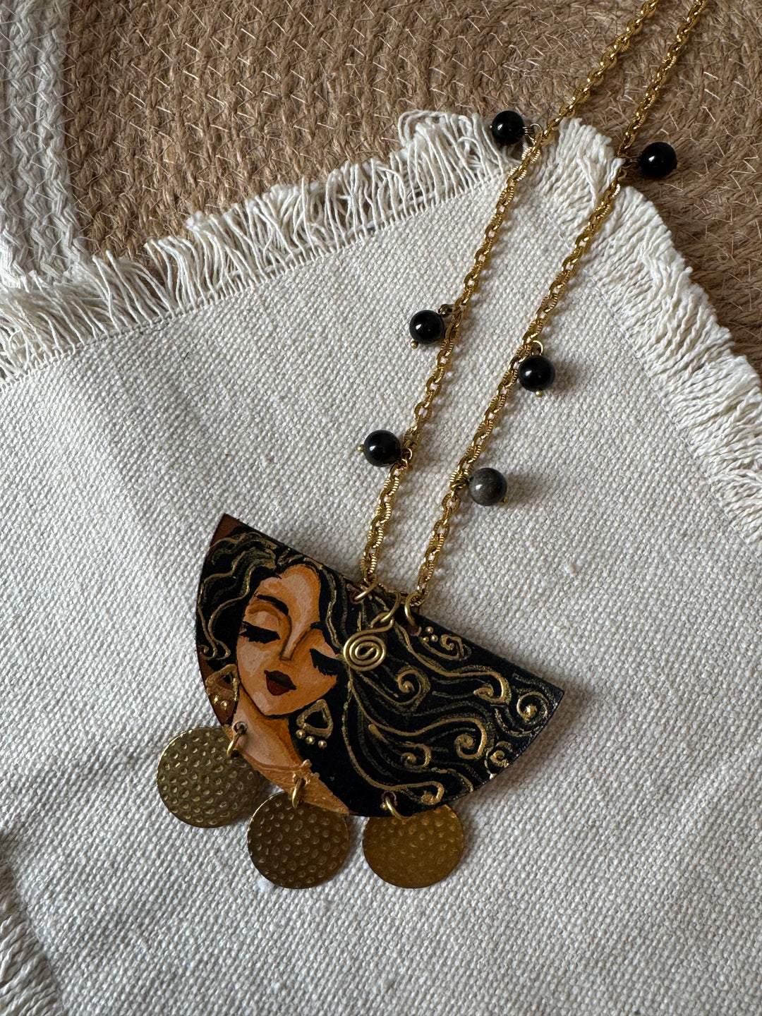 Half circle portrait Necklace