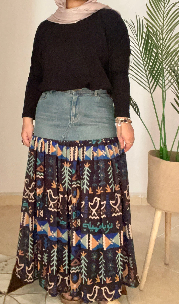 Denim X black Nuba skirt
