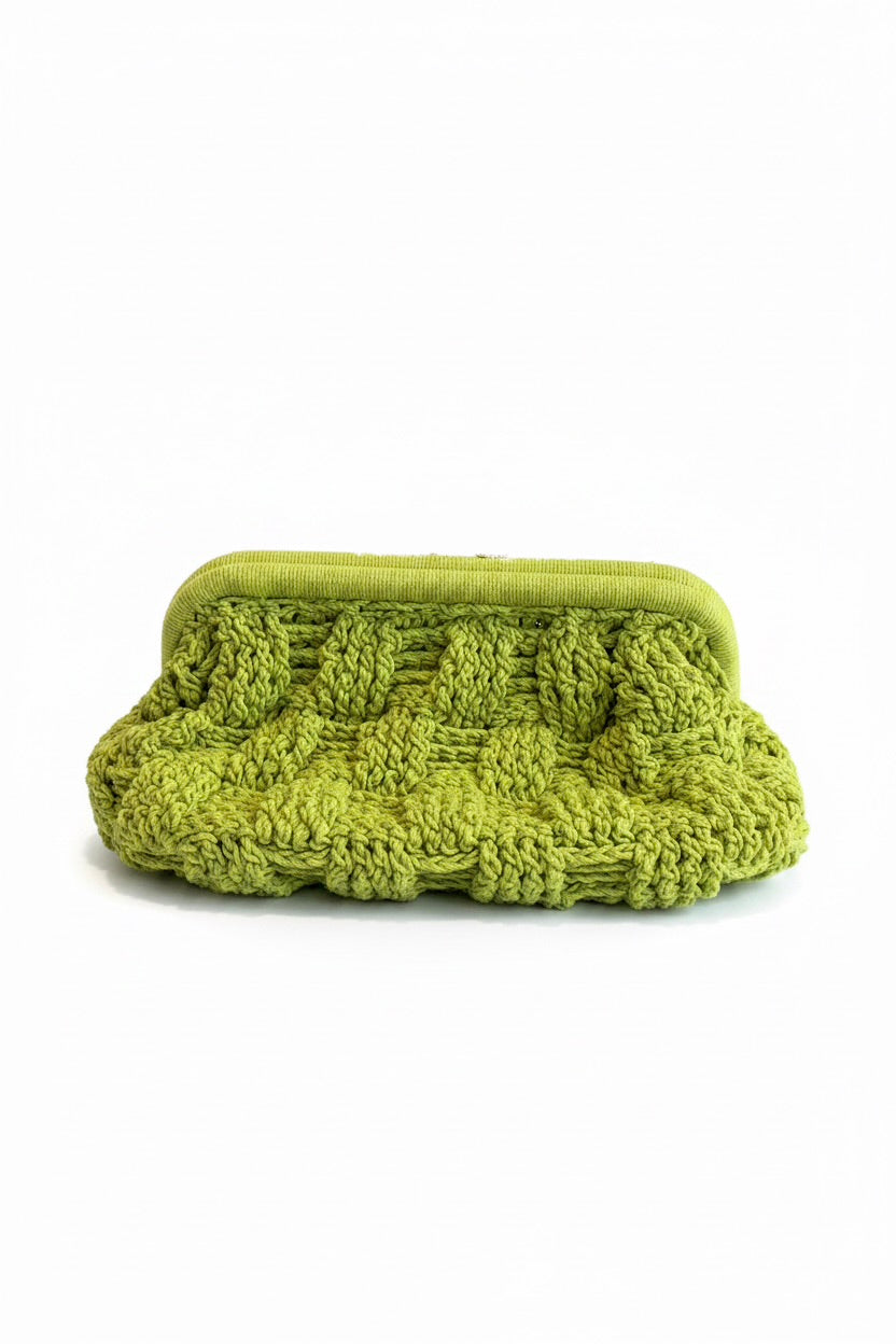 Kiwi crochet Clutch bag