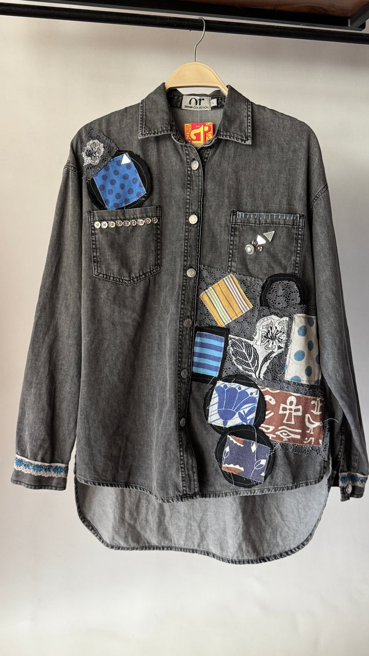 Grey Recycle denim jacket
