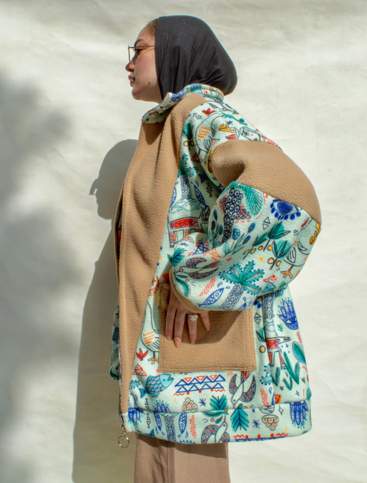 Tunisia village teddy fleece jacket
