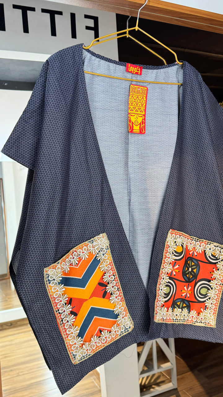 blue “2” cap Kimono