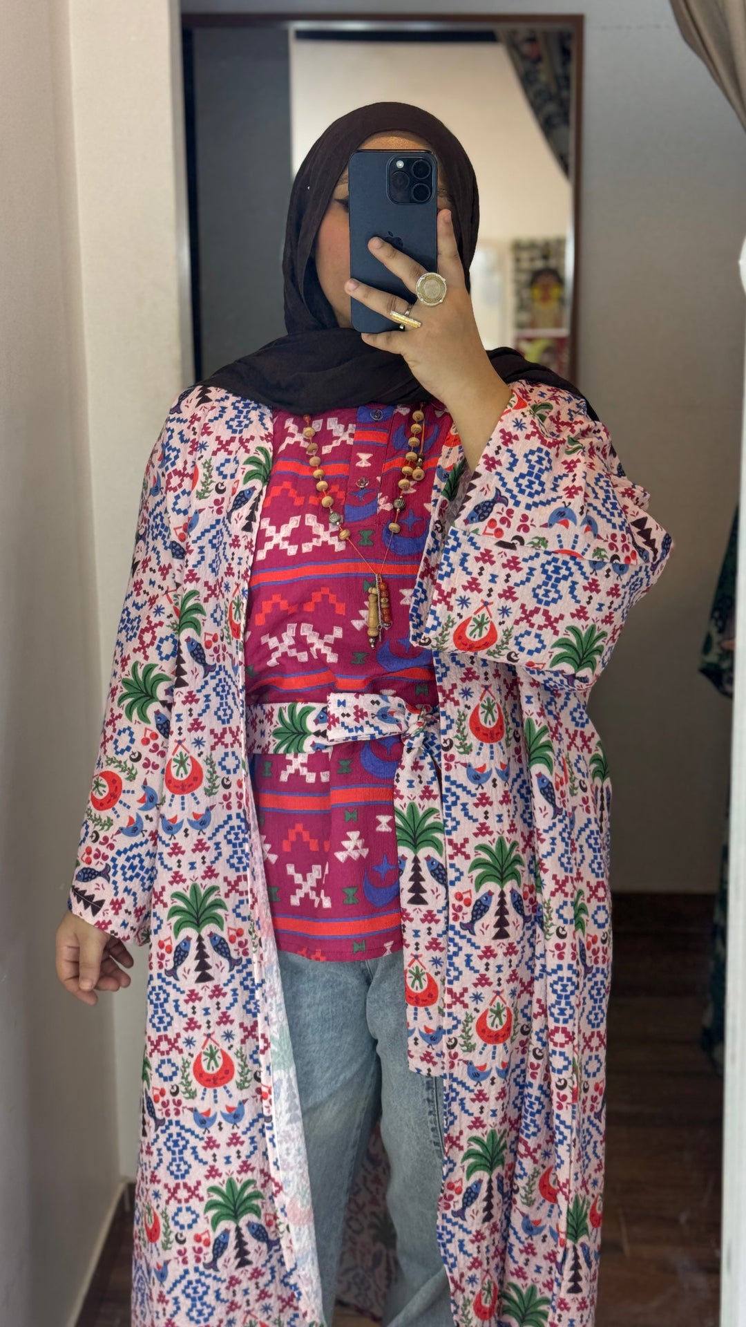 Palm & river Vest kimono set