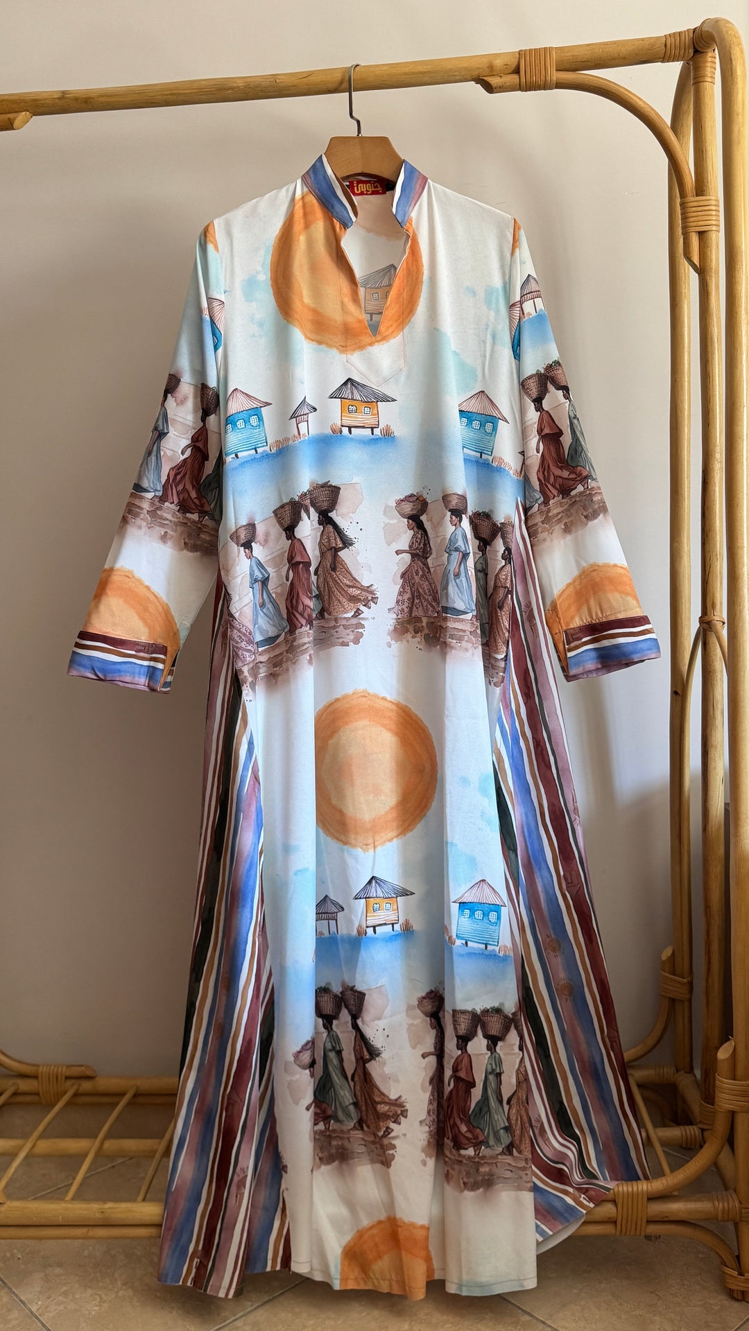 The afro painting Double cloche dress