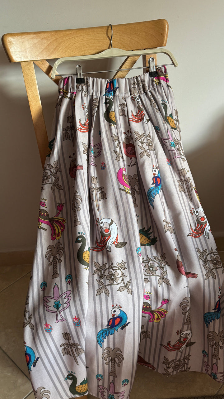 birds of The Nile puff linen skirt