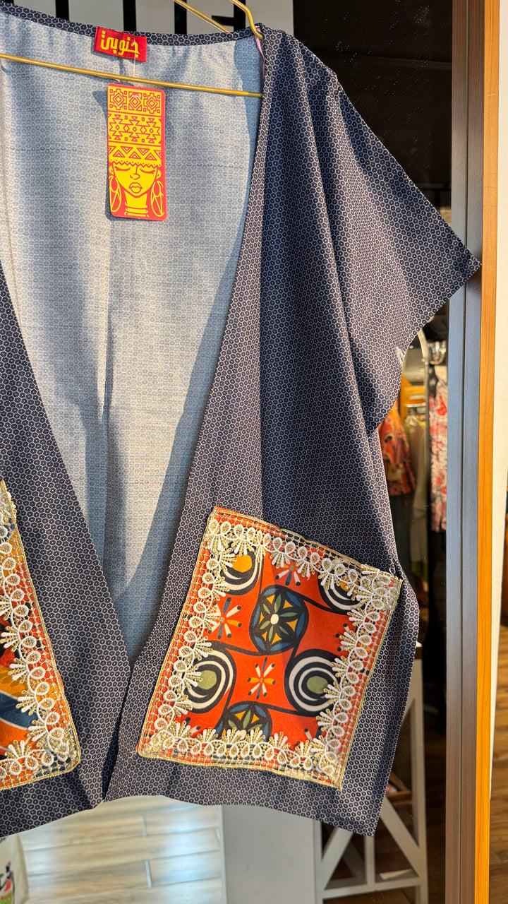 blue “2” cap Kimono