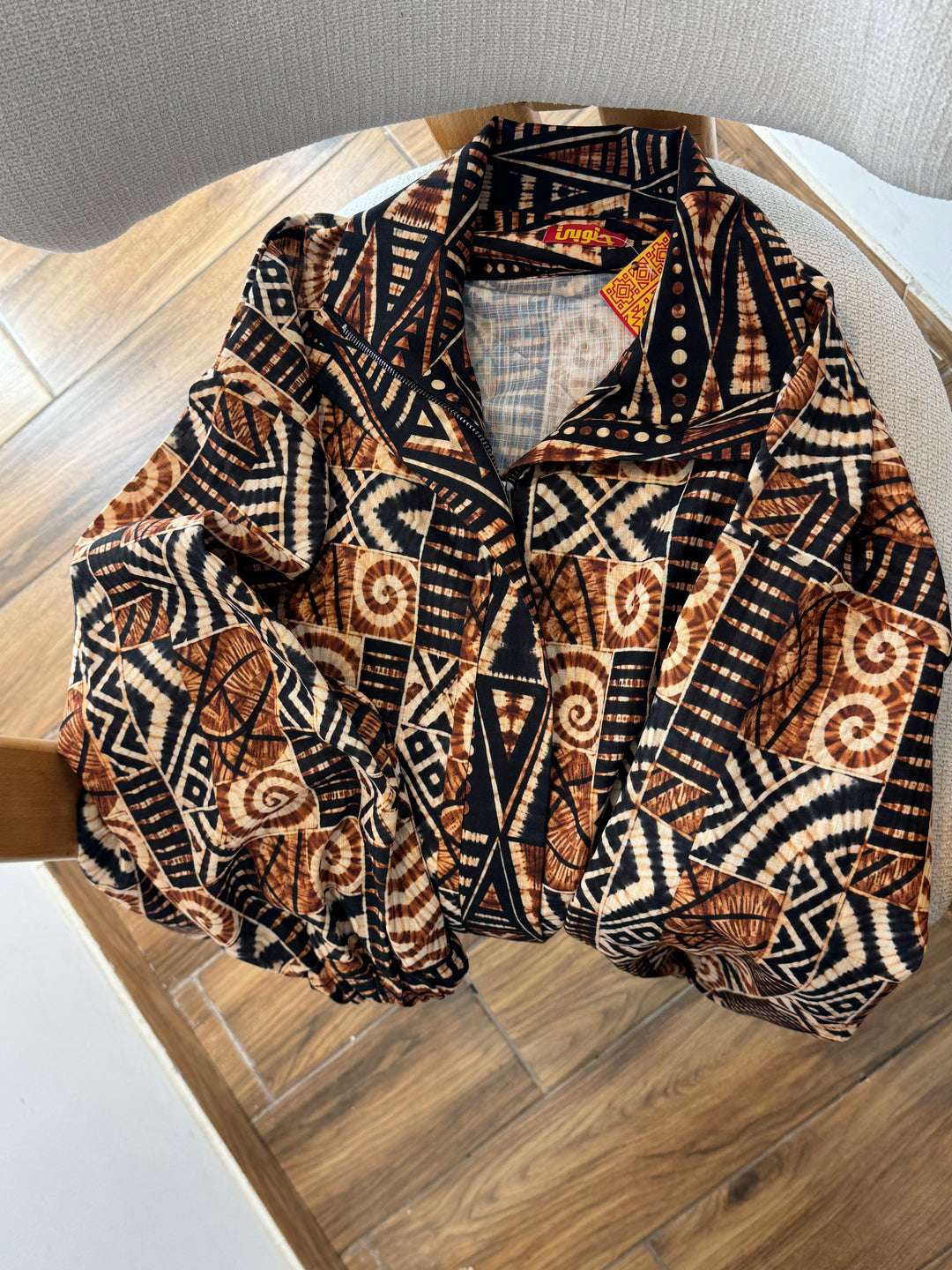 African tie dye Linen zipper jacket