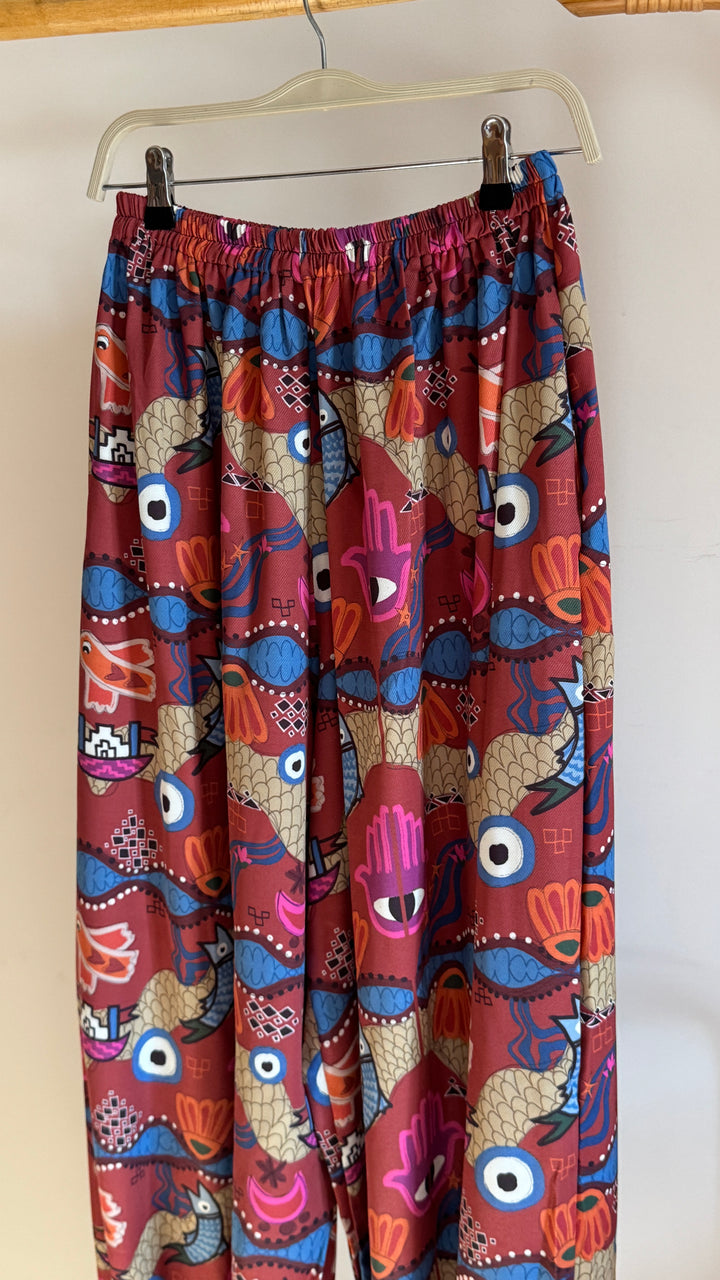 Blessing charms Red Tie-hem Balloon pants