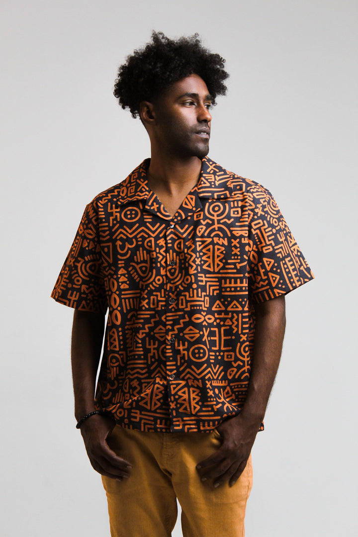 Afro brownish half -Sleeved Shirt