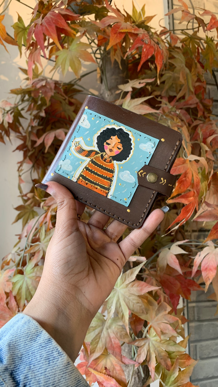 lady scarf square Leather wallet