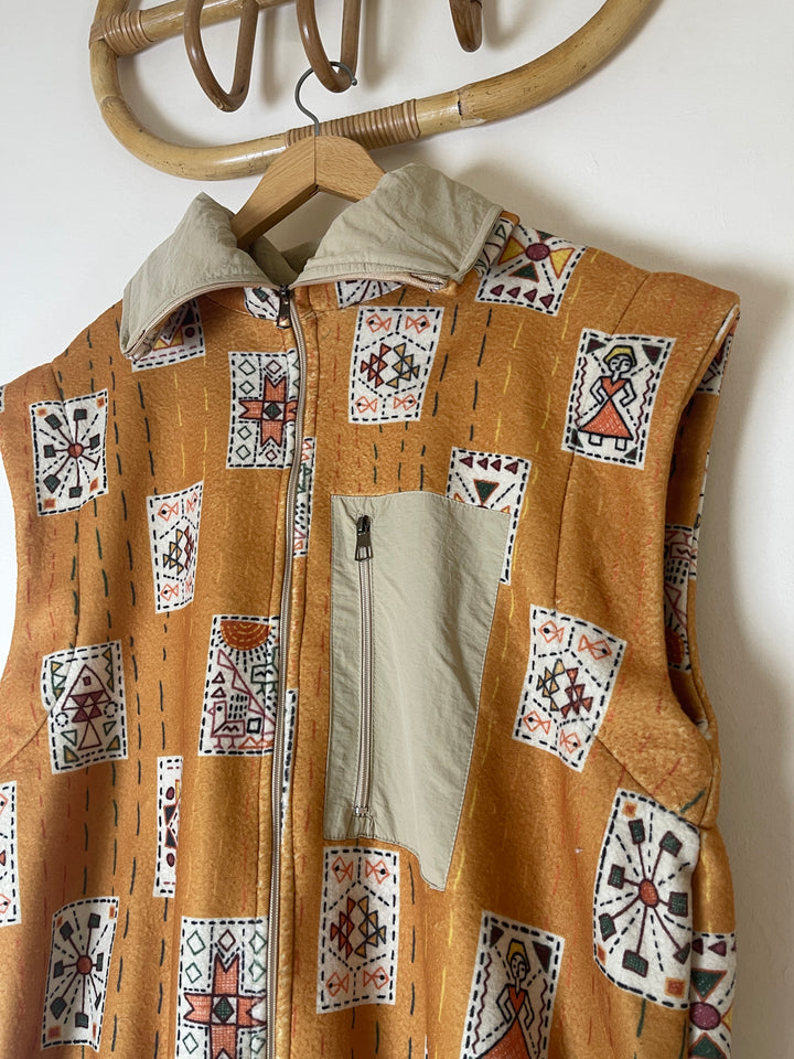 Embroidery stitches yellow jacket/vest