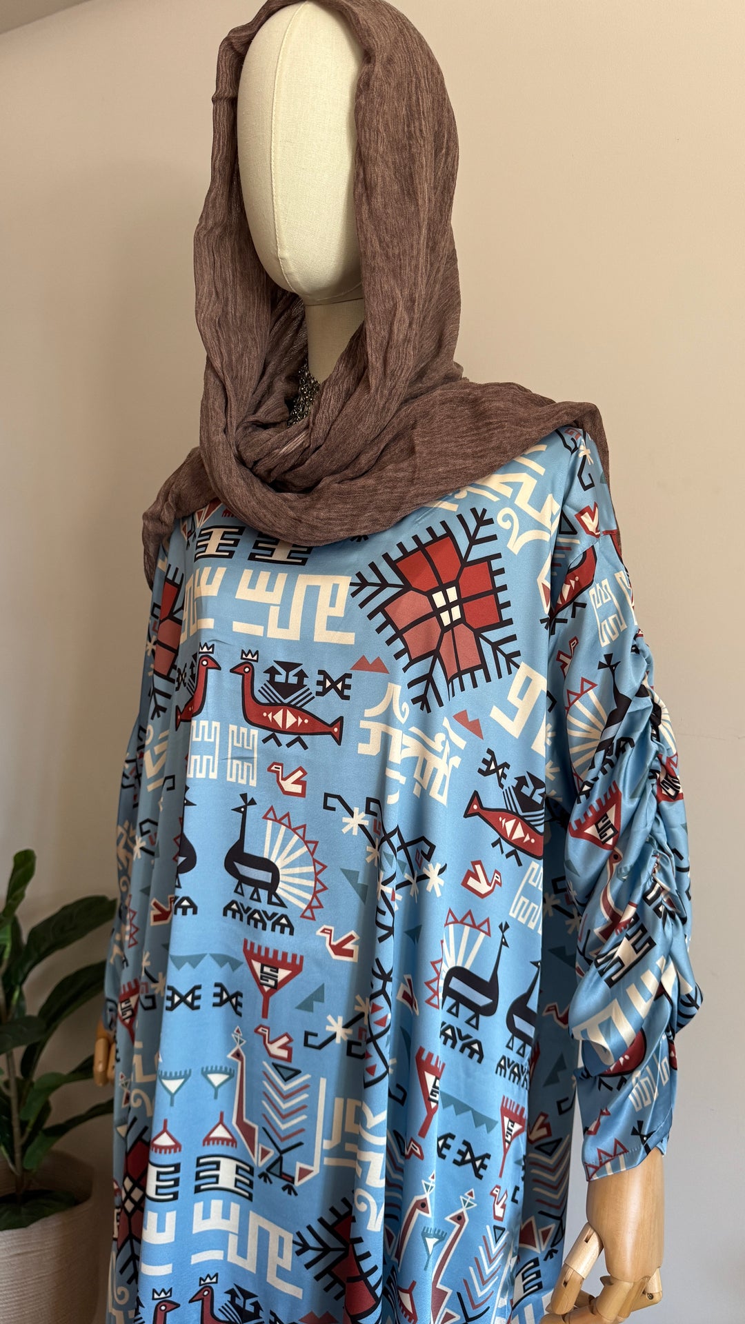 Blue Klim pattern Silk dress