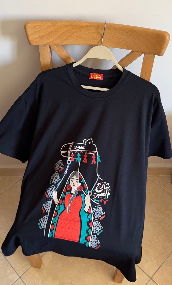 Black " desert journey "oversized half sleeve shirt