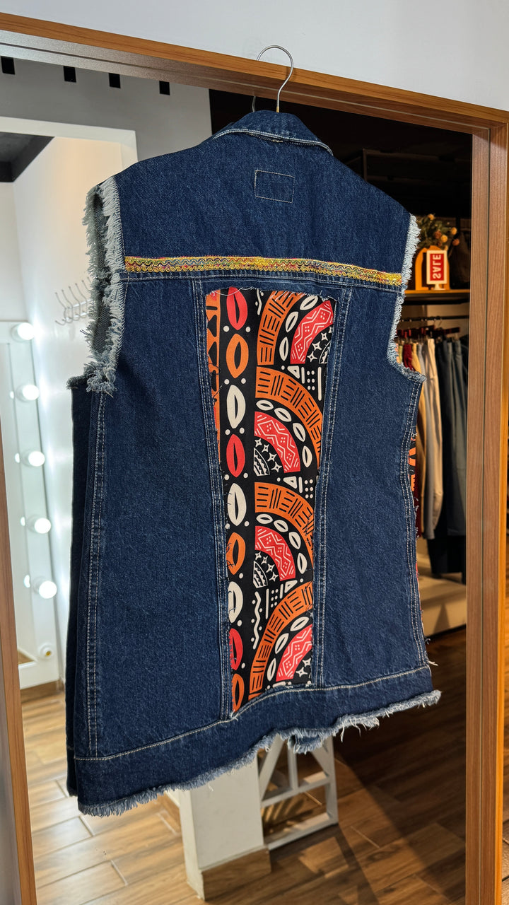 Afro black Recycle denim vest