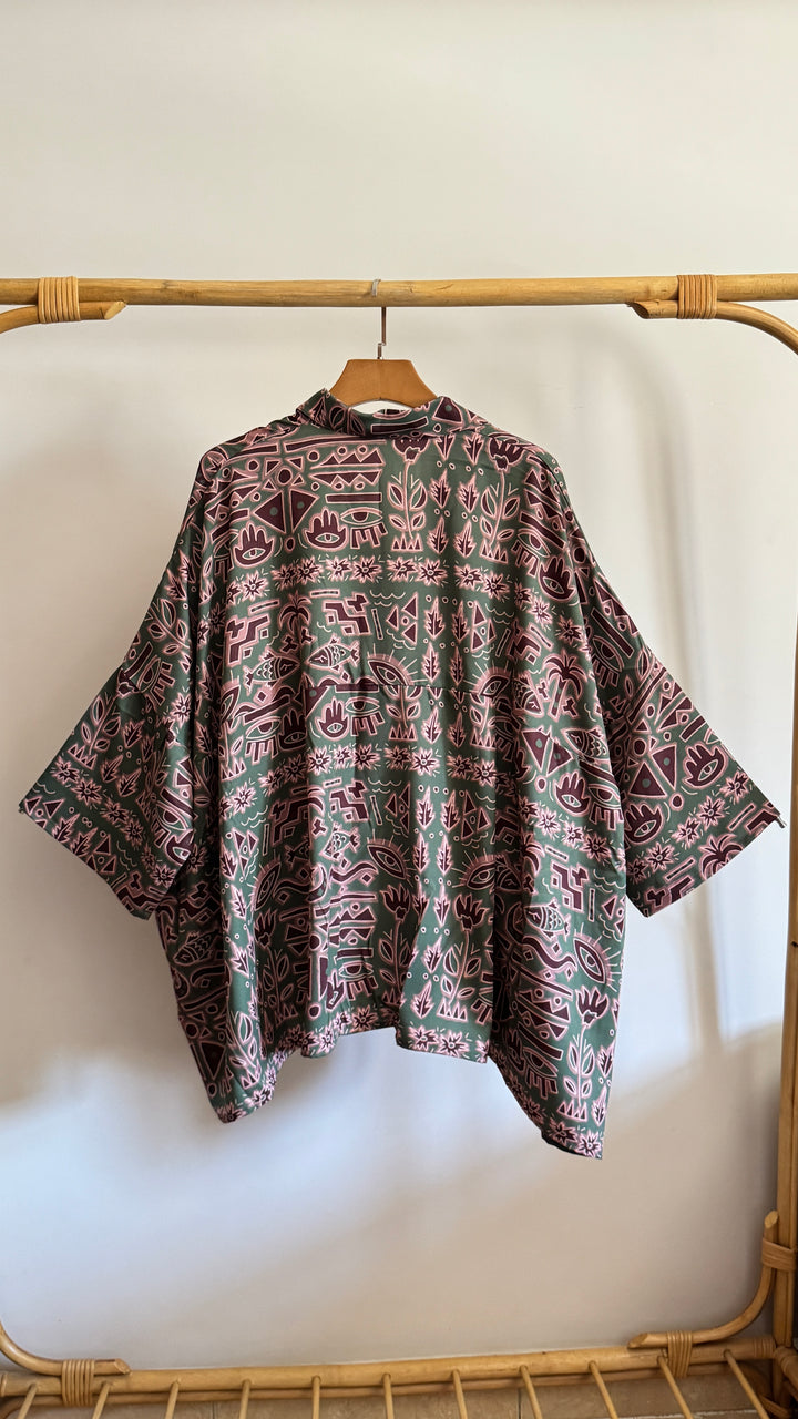 Palm symbols poncho blouse ( pre order )