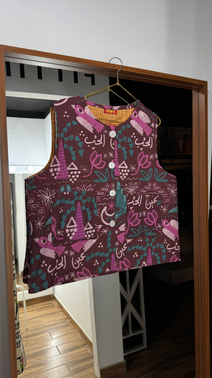 The crimson linen vest