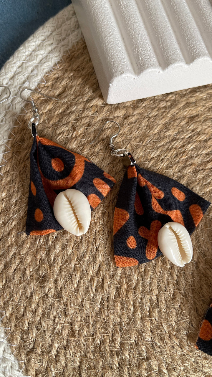 Afro black Fabric earrings