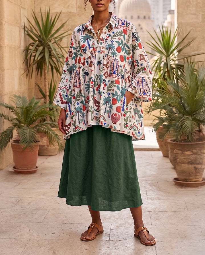 pomegranate palm poncho blouse ( pre order )