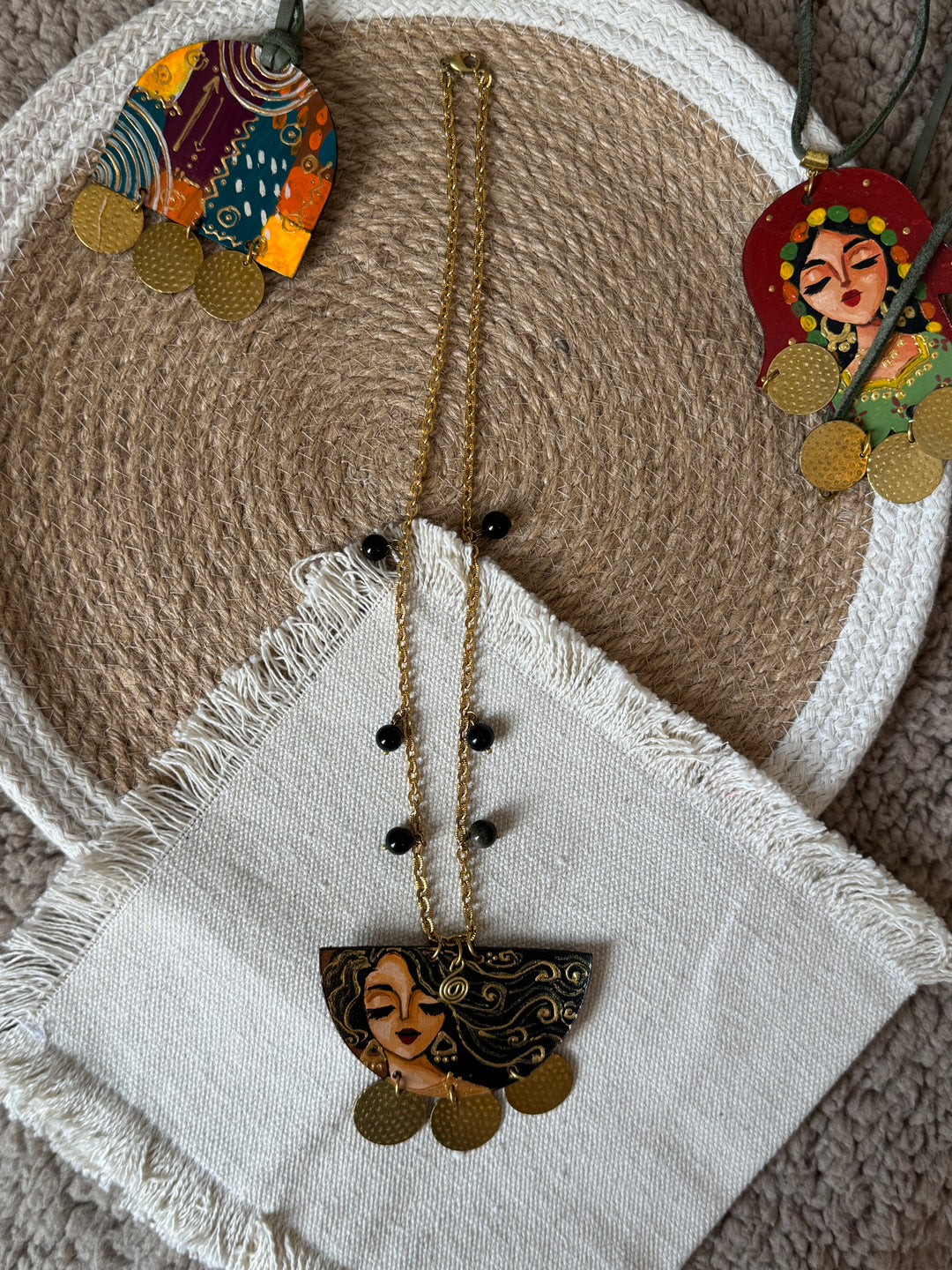 Half circle portrait Necklace