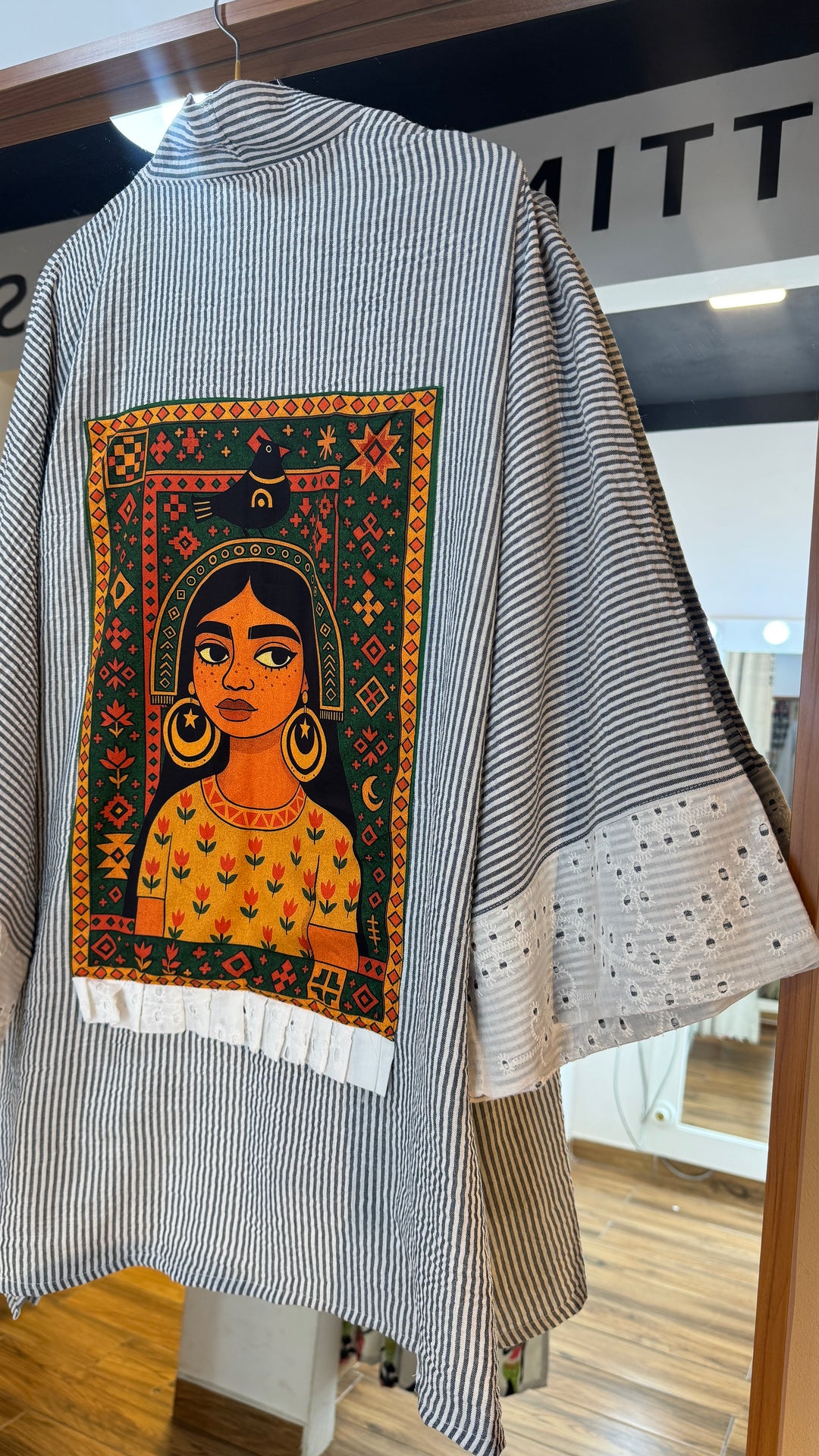 Halima strip Linen kimono