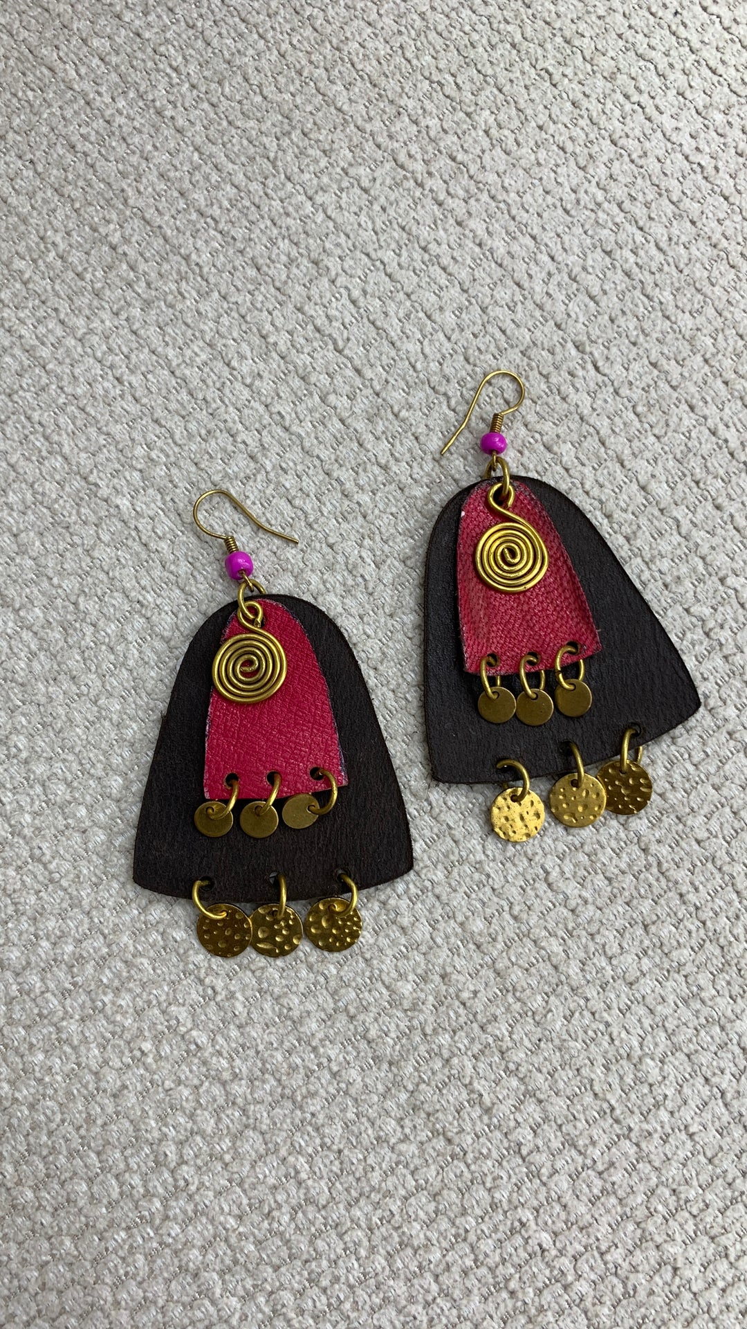 Mixed leather red Earrings