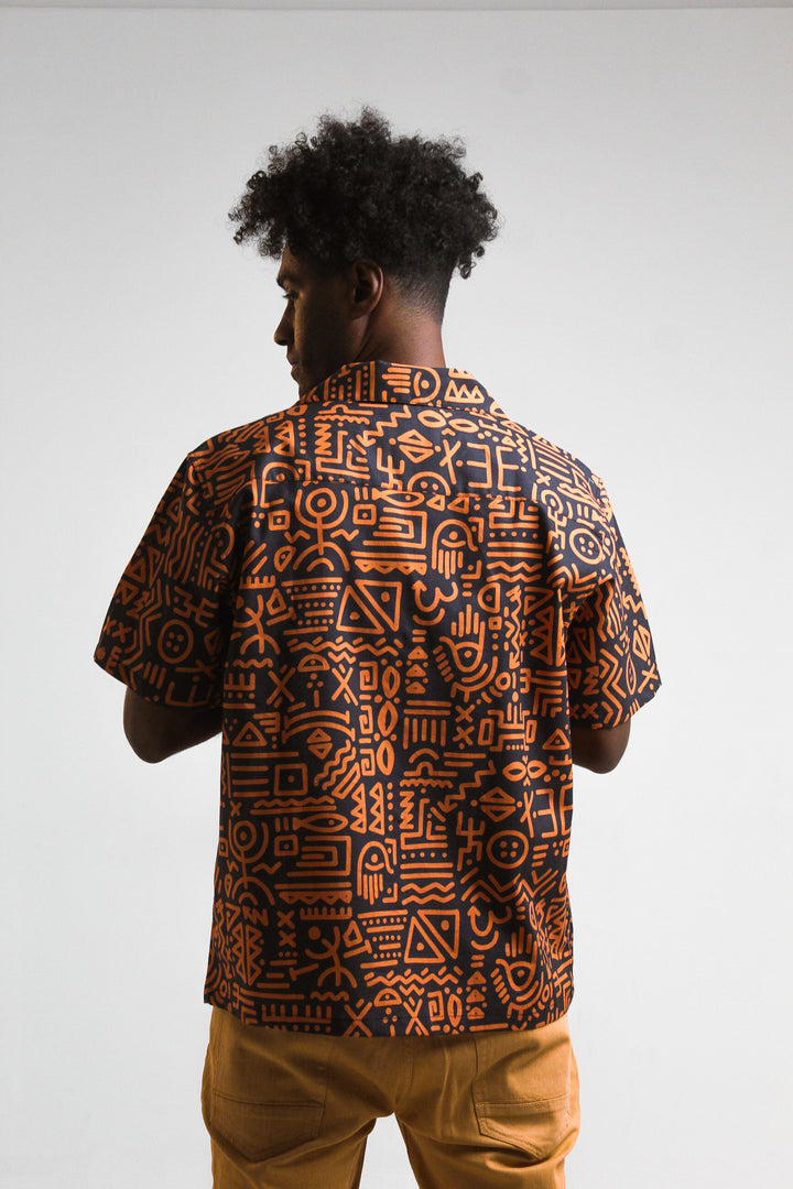 Afro brownish half -Sleeved Shirt