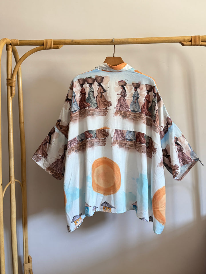 The afro painting poncho blouse ( pre order )