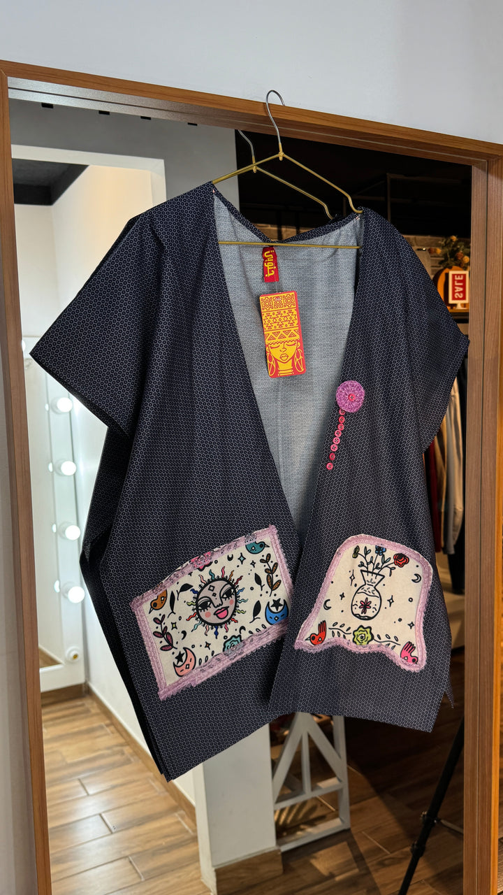 blue “6” cap Kimono