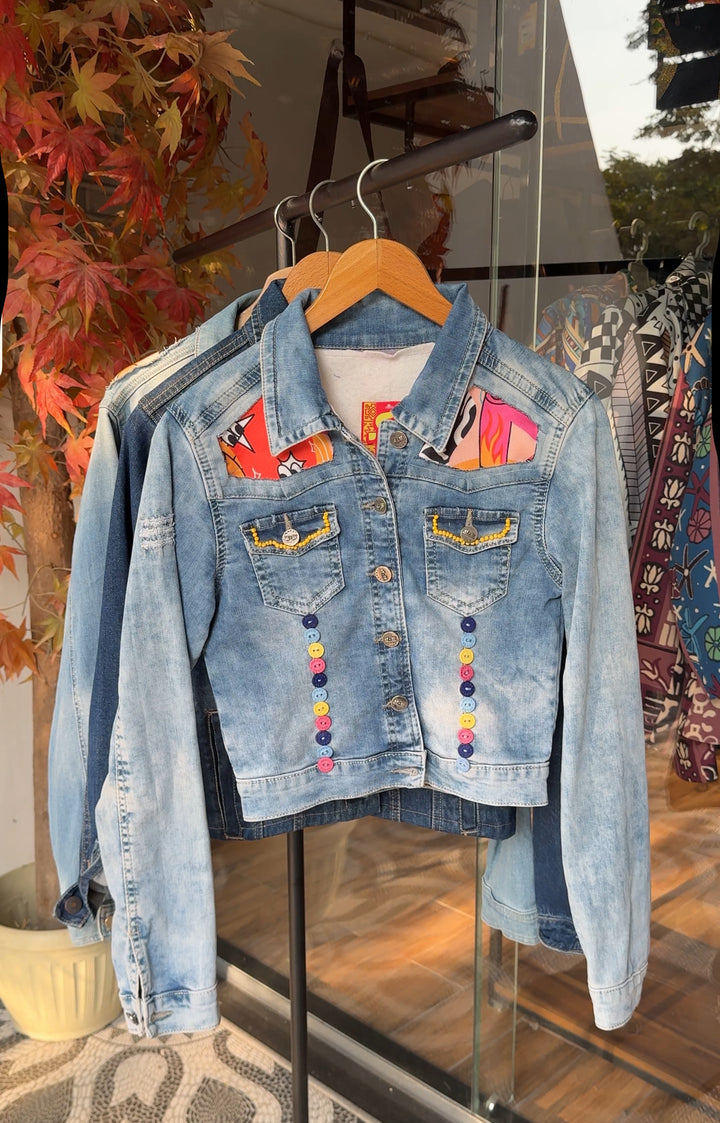 Pop colors Recycle denim jacket