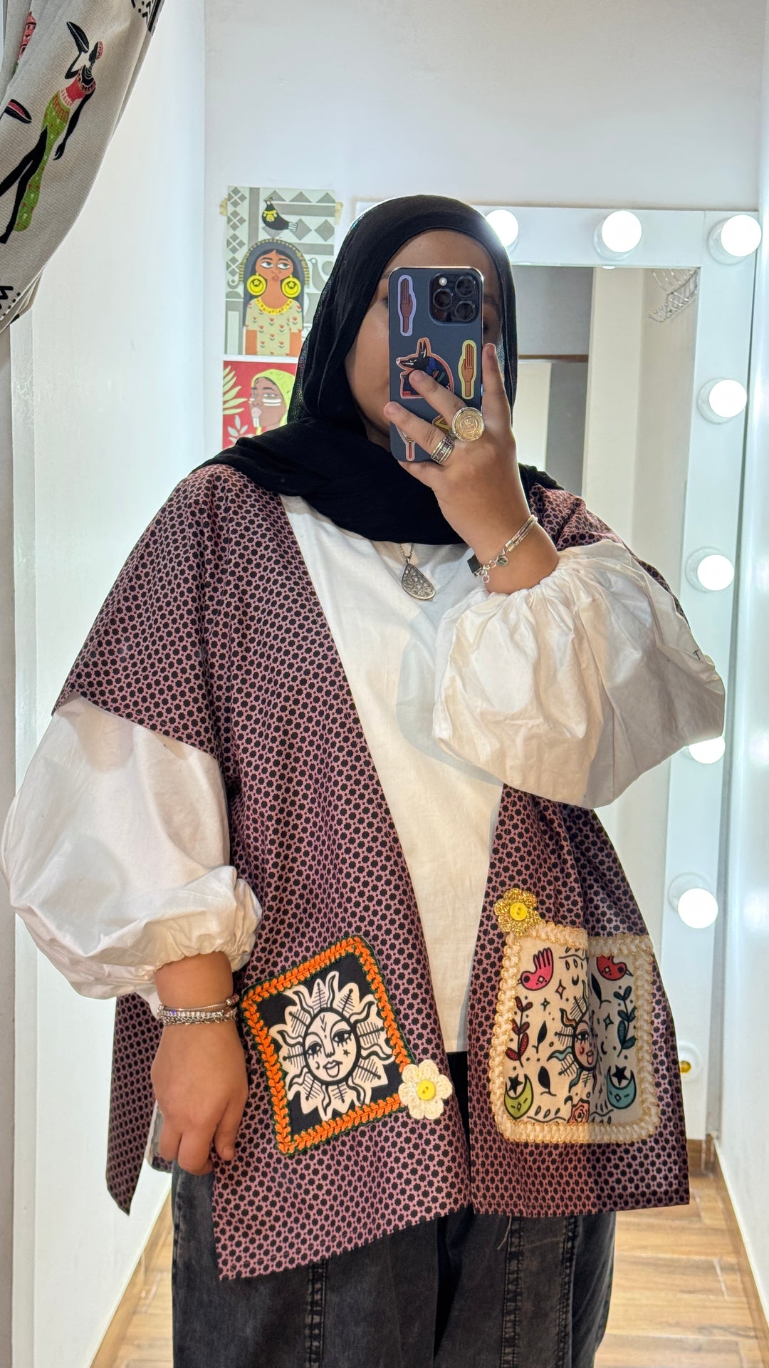 Black “3” cap Kimono