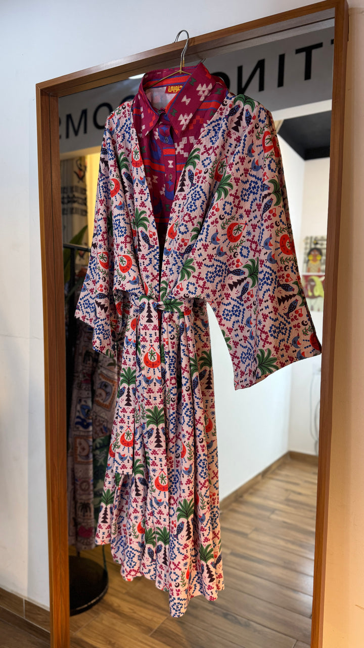 Palm & river Vest kimono set