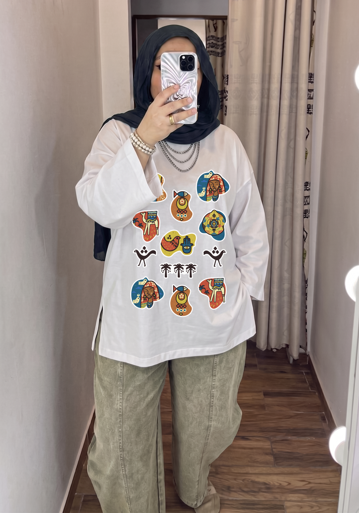 "Nuba icons" loose fit slit shirt