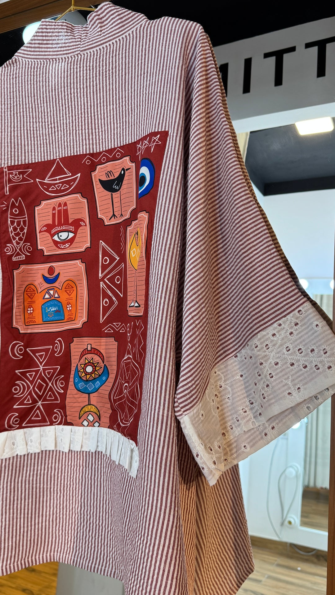 Nuba sketch Strip Linen kimono