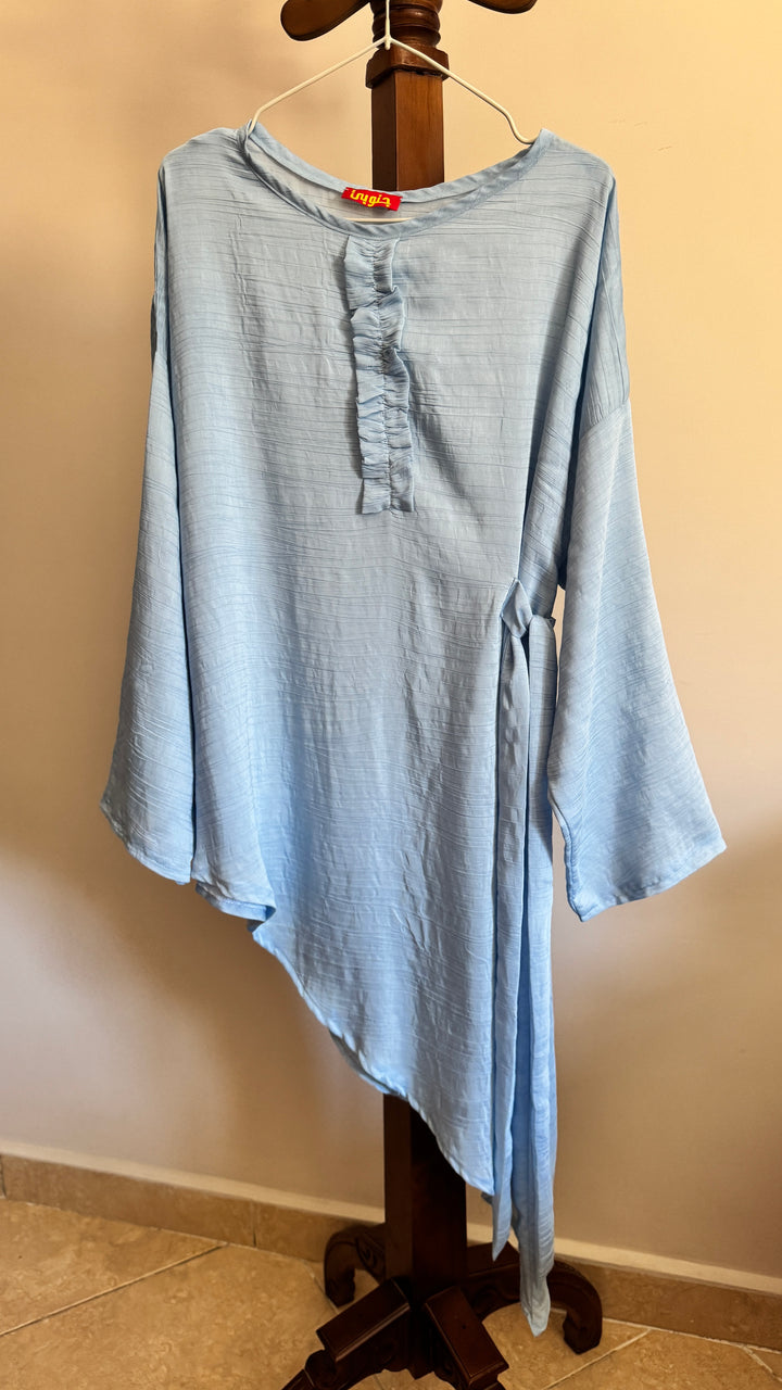 Ruffle Asymmetric blouse blue “ defect “