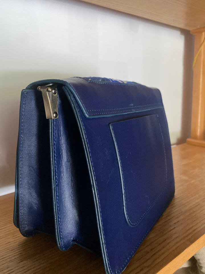 Khayamya X leather blue”2” cross bag