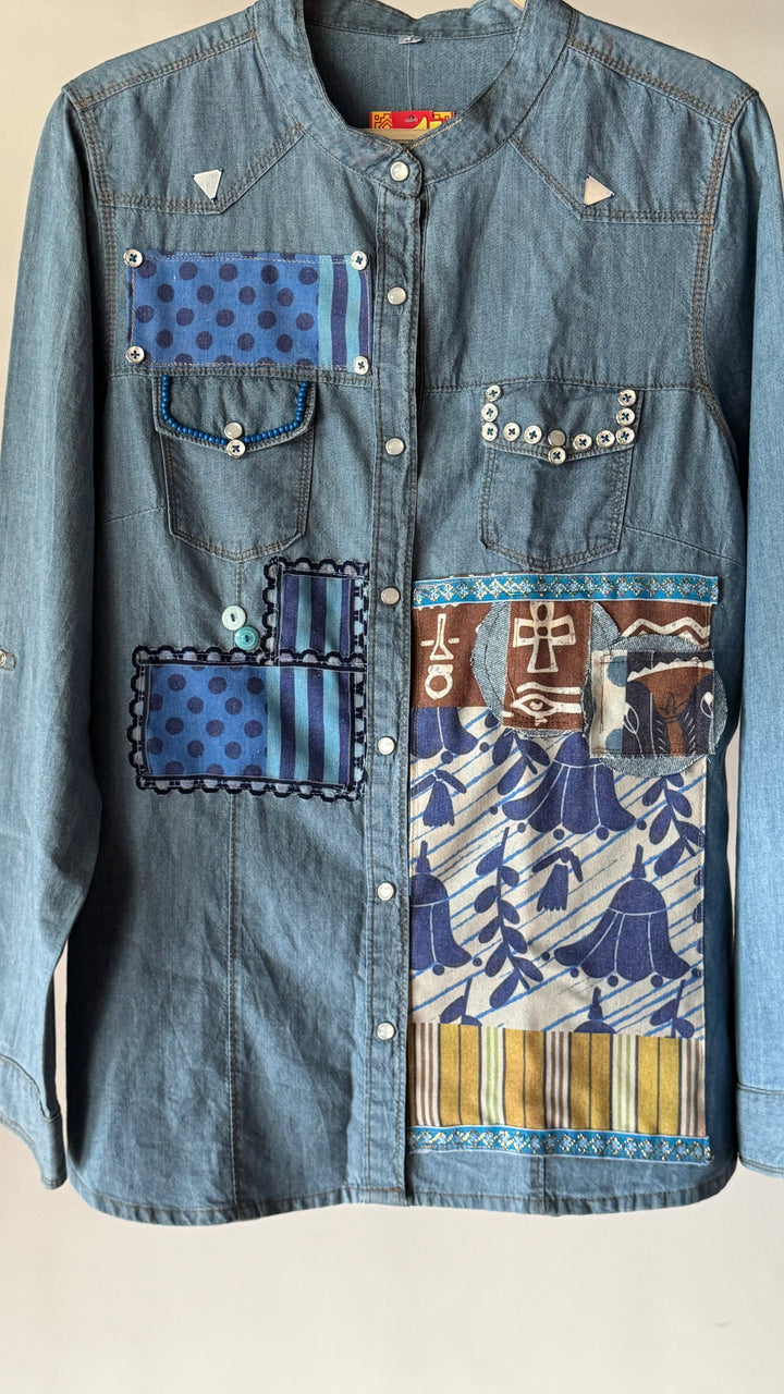 The patches Recycle light denim
