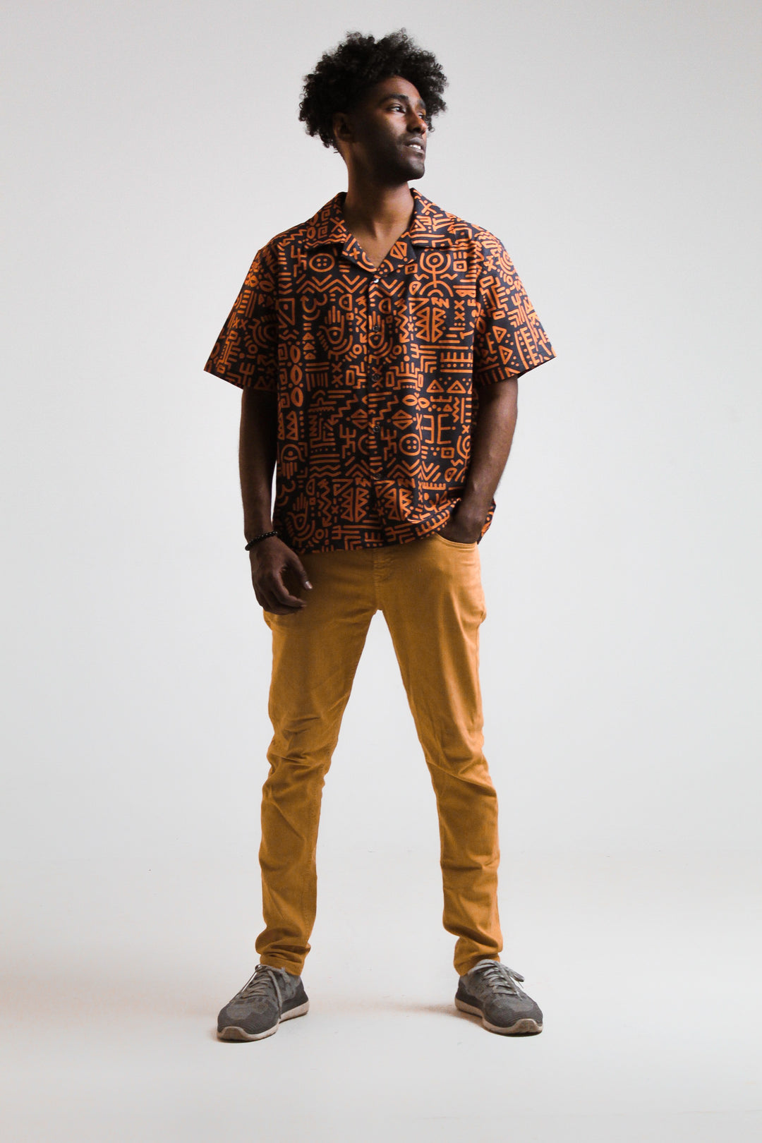 Afro brownish half -Sleeved Shirt