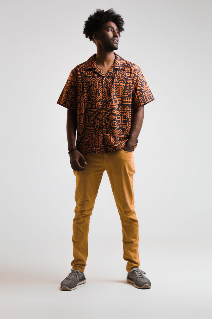 Afro brownish half -Sleeved Shirt